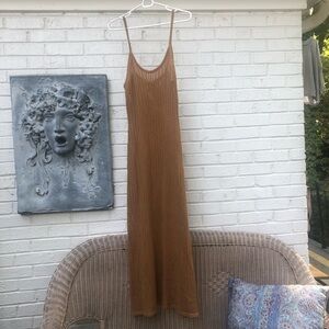 NWT Verge Girl VRG GRL Brown Crochet Maxi Dress S